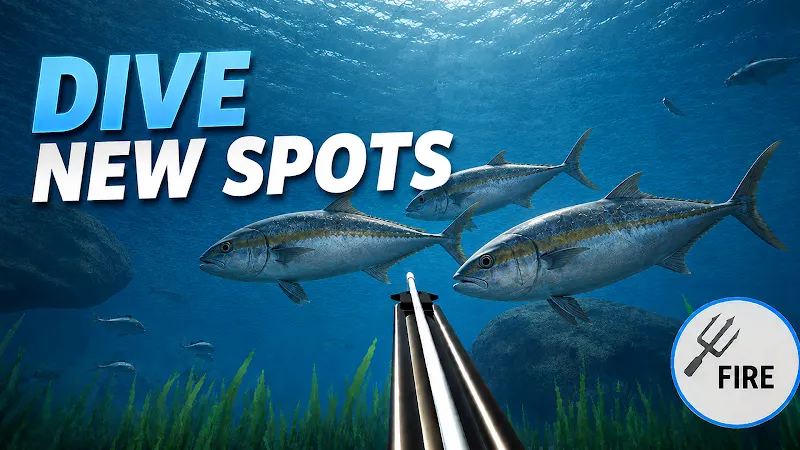 Scena subacquea con fucile in Spearfishing Simulator Pro